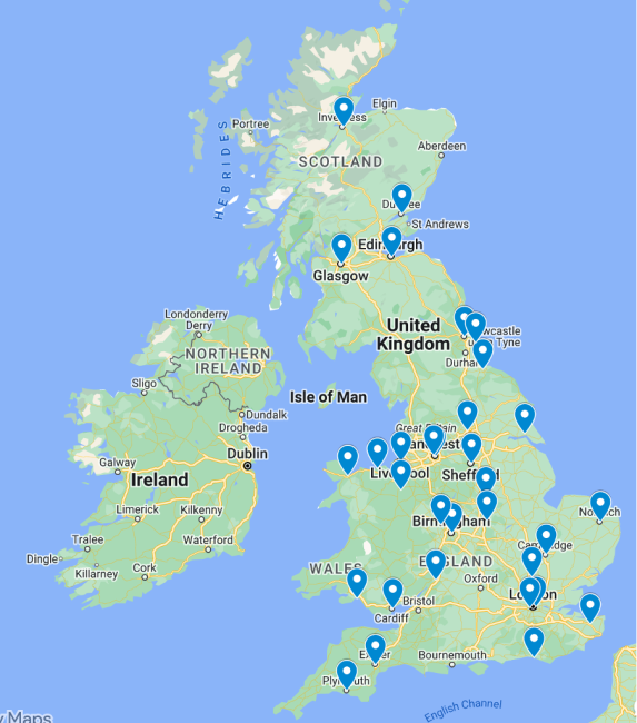 A map showing the IGNITE study participating sites