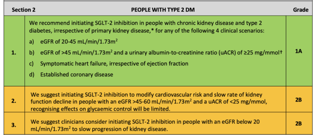 Recommendations for people with T2DM